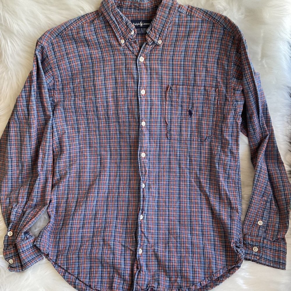 RALPH LAUREN PLAID BUTTON DOWN SHIRT